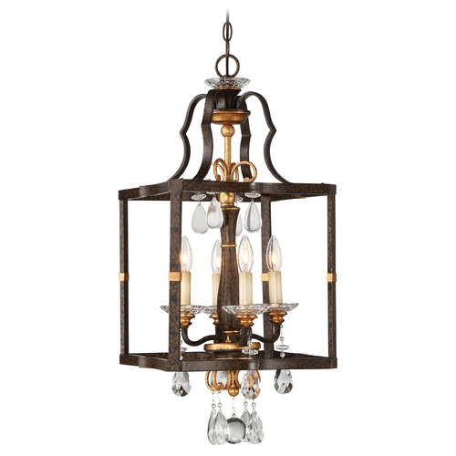 Metropolitan Lighting Chateau Nobles Raven Bronze with Sunburst Gold Pendant Light N6463-652