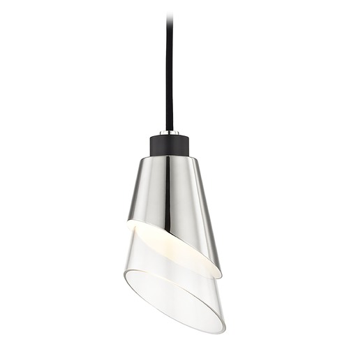 Mitzi by Hudson Valley Angie LED Mini Pendant in Polished Nickel & Black by Mitzi by Hudson Valley H130701-PN/BK