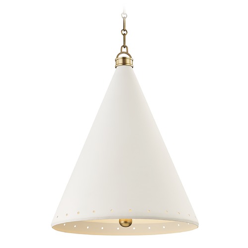 Hudson Valley Lighting Plaster No. 1 Aged Brass Pendant with White Plaster by Hudson Valley Lighting MDS402-AGB/WP