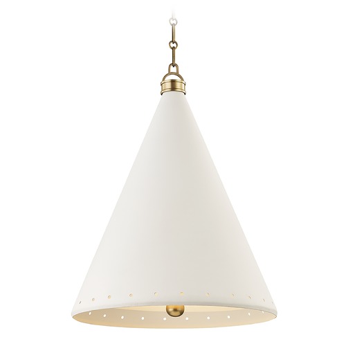 Plaster No. 1 Aged Brass Pendant with White Plaster by Hudson Valley Lighting