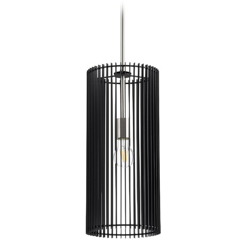 Quorum Lighting Quorum Lighting Finura Satin Nickel / Noir Pendant Light with Cylindrical Shade 818-1-65