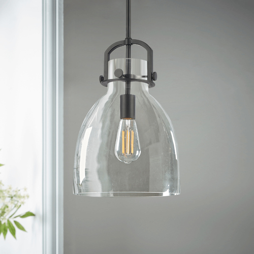 Innovations Lighting Innovations Lighting Newton Matte Black Pendant Light with Bowl / Dome Shade 412-1S-BK-10CL