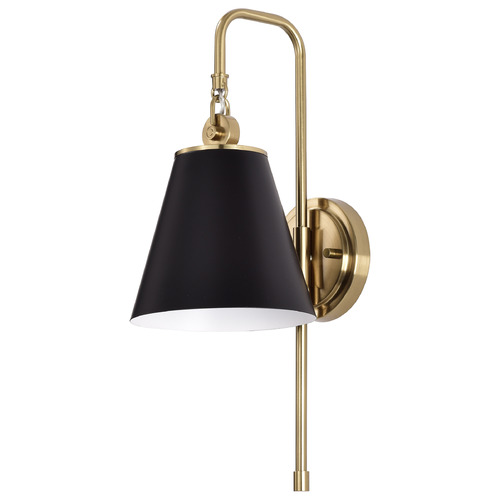 Nuvo Lighting Dover Wall Sconce in Vintage Brass & Black by Nuvo Lighting 60-7445