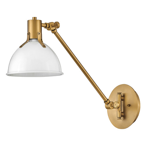 Argo Swing Arm Sconce in Lacquered Brass & White by Hinkley Lighting