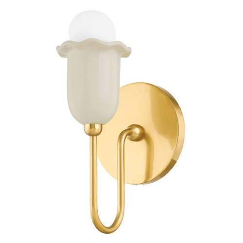 Mitzi Paige Aged Brass Ceramic Ivory Wall Sconce