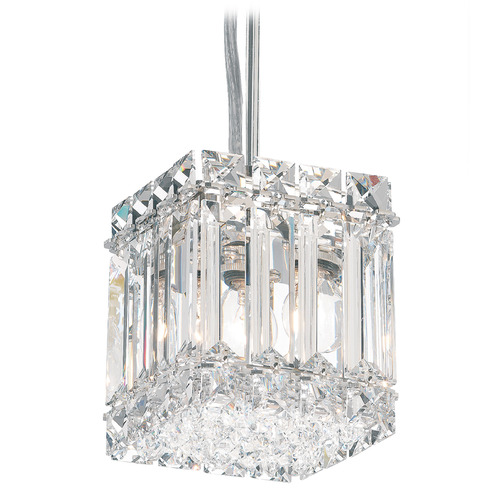 Schonbek Worldwide Lighting Quantum Polished Stainless Steel Mini-Pendant Light with Square Shade