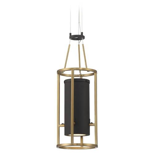 Minka Lavery Levitation Sand Coal & Soft Brass LED Mini-Pendant Light with Cylindrical Shade
