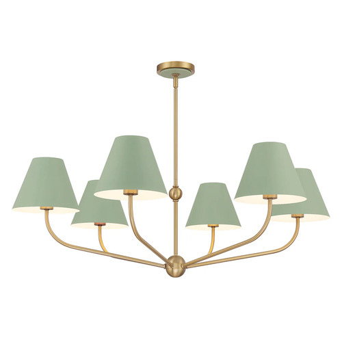 Xavier 6-Light Chandelier in Gold & Green by Crystorama Lighting