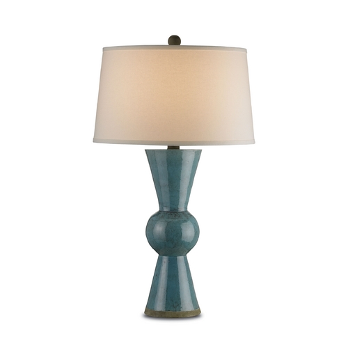 Mid-Century Modern Table Lamp Teal Upbeat by Currey and Company Lighting