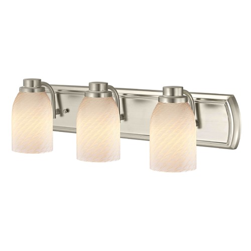 Design Classics Lighting 3-Light Bath Wall Light in Satin Nickel with White Art Glass 1203-09 GL1020D