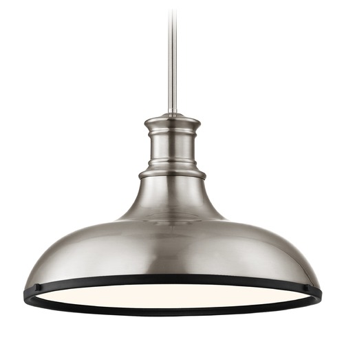 Industrial Pendant Light Satin Nickel and Black 15.63-Inch Wide