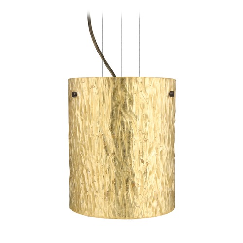 Besa Lighting Besa Lighting Tamburo Bronze Mini-Pendant Light with Cylindrical Shade 1KG-4006GS-BR