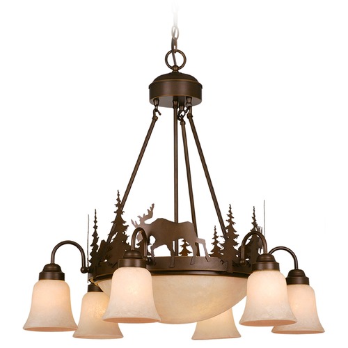 Yellowstone Bronze Chandelier with Center Bowl by Vaxcel Lighting