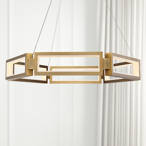 Mies 35.25-Inch LED Chandelier in Aged Brass by Modern Forms