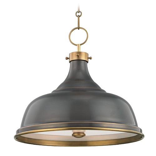 Metal No. 1 Aged Brass Pendant with Antique Bronze Metal Shade by Hudson Valley Lighting