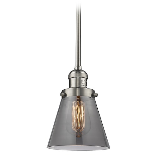 Innovations Lighting Innovations Lighting Small Cone Brushed Satin Nickel Mini-Pendant Light with Conical Shade 201S-SN-G63