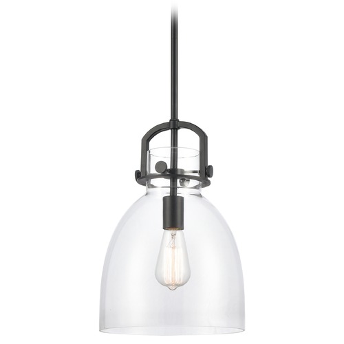 Innovations Lighting Innovations Lighting Newton Matte Black LED Pendant Light with Bowl / Dome Shade 412-1S-BK-10CL-LED