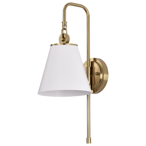Nuvo Lighting Dover Wall Sconce in Vintage Brass & White by Nuvo Lighting 60-7446