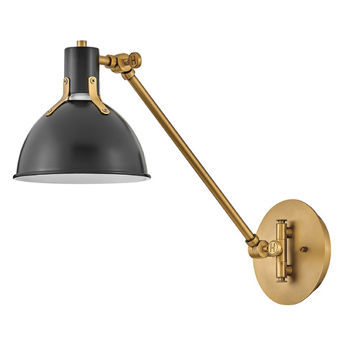 Argo Swing Arm Sconce in Lacquered Brass & Black by Hinkley Lighting