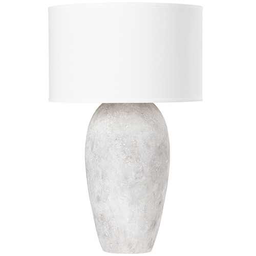 Troy Lighting Zeke Ceramic Weathered Grey Table Lamp with Drum Shade