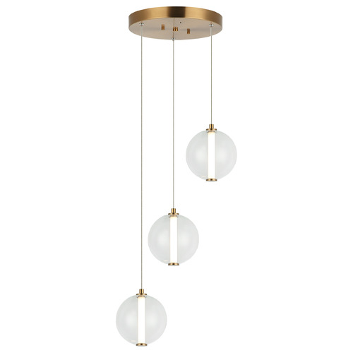 Matteo Lighting Matteo Lighting Belange Aged Gold Brass LED Multi-Light Pendant with Globe Shade C69603AGCL