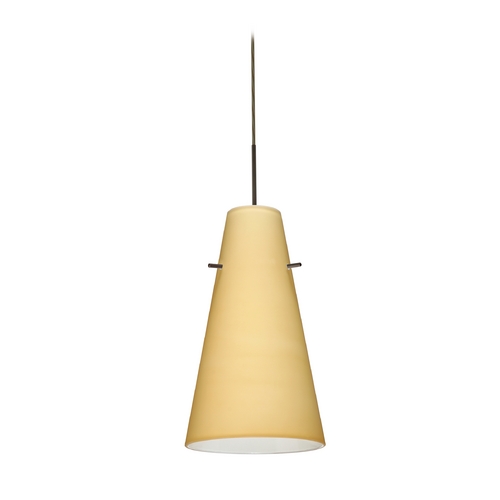 Modern Pendant Light Beige / Cream Glass Bronze by Besa Lighting