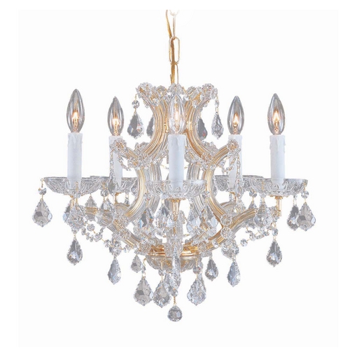 Crystorama Lighting Crystal Mini-Chandelier in Gold Finish 4405-GD-CL-SAQ