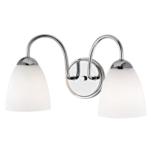 Two-Light Chrome Bathroom Wall Light with Dome Glass