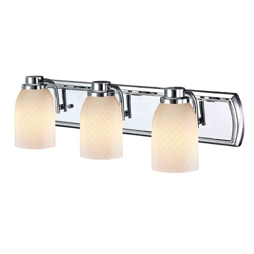 Design Classics Lighting 3-Light Bath Vanity Light in Chrome with White Art Glass 1203-26 GL1020D