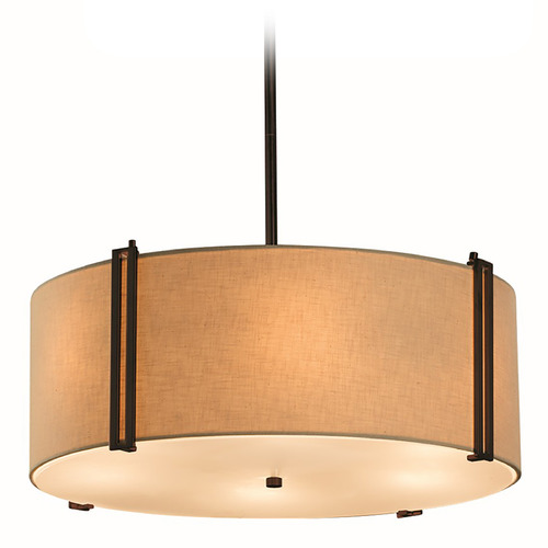 Justice Design Group Justice Design Group Reveal Dark Bronze Pendant Light with Drum Shade FAB-9512-CREM-DBRZ
