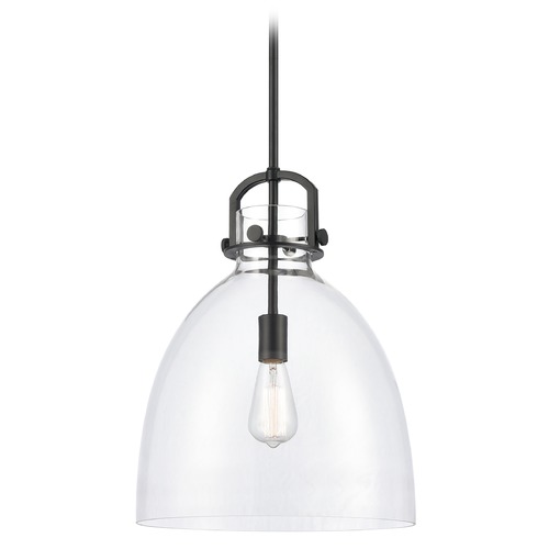 Innovations Lighting Innovations Lighting Newton Matte Black Pendant Light with Bowl / Dome Shade 412-1S-BK-14CL