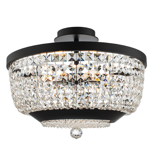 Allegri Crystal Terzo Matte Black & Polished Chrome Semi-Flushmount Light