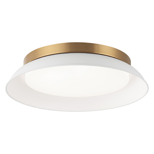 Matteo Lighting Finley Matte White & Aged Gold Brass LED Flushmount Light