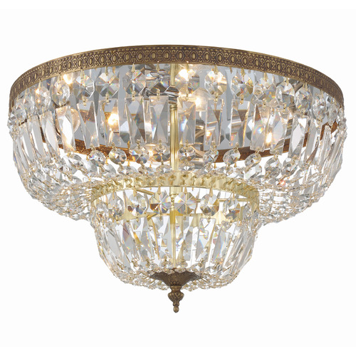 Crystorama Lighting Ceiling Mount Olde Brass Flushmount Light