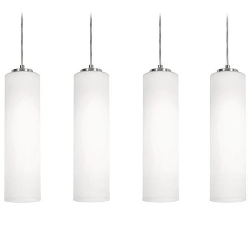 Afx Lighting Leo Satin Nickel Multi-Light Pendant with Cylindrical Shade