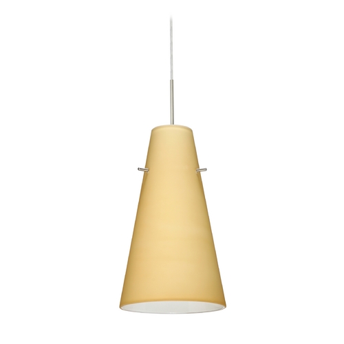 Modern Pendant Light Beige / Cream Glass Satin Nickel by Besa Lighting