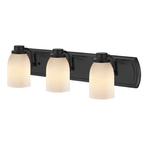 Design Classics Lighting 3-Light Vanity Light in Bronze with White Art Glass 1203-36 GL1020D