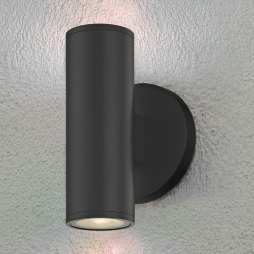 LED Black Outdoor Wall Light Cylinder Up / Down 2700K