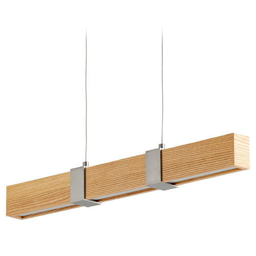 Decca 24-Inch LED Linear Pendant in Oak & Nickel by Oxygen Lighting