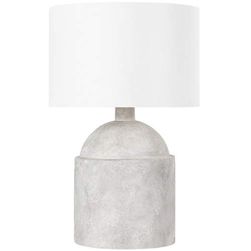 Troy Lighting Torrance Ceramic Weathered Grey Table Lamp with Drum Shade