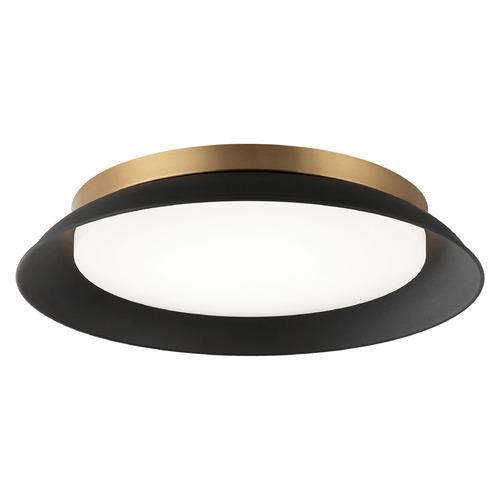 Matteo Lighting Finley Matte Black & Aged Gold Brass LED Flushmount Light