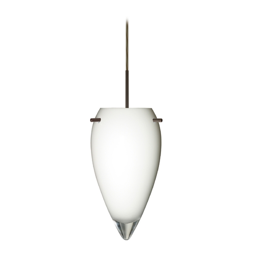 Besa Lighting Modern Pendant Light White Glass Bronze by Besa Lighting 1JT-412506-BR