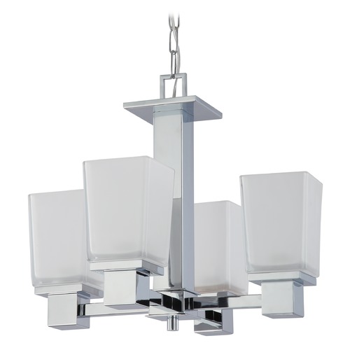 Nuvo Lighting Modern Mini-Chandelier with White Glass in Polished Chrome Finish 60/4005