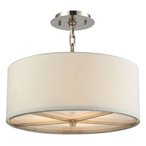 Elk Lighting Elk Lighting Selma Polished Nickel Pendant Light with Drum Shade 31650/3