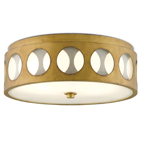 Currey and Company Lighting Go-Go Flush Mount in Brass/White Marble by Currey & Company 9999-0019