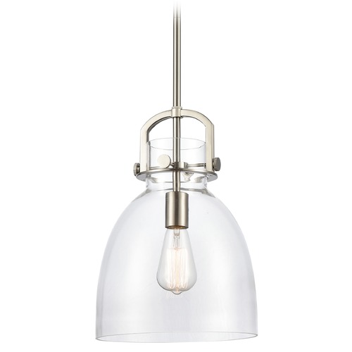 Innovations Lighting Innovations Lighting Newton Brushed Satin Nickel Pendant Light with Bowl / Dome Shade 412-1S-SN-10CL