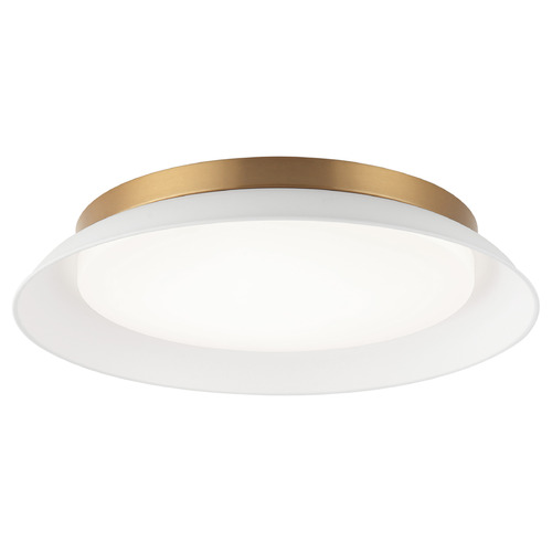 Matteo Lighting Finley Matte White & Aged Gold Brass LED Flushmount Light