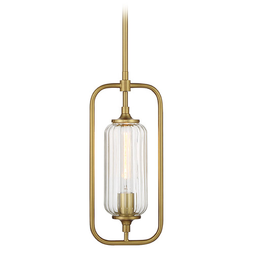 Savoy House Lighting Holton Warm Brass Mini-Pendant Light with Cylindrical Shade