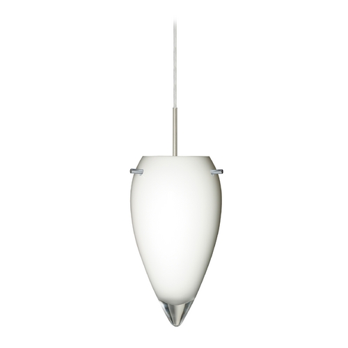 Besa Lighting Modern Pendant Light White Glass Satin Nickel by Besa Lighting 1JT-412506-SN