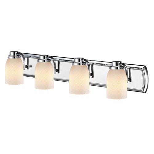 Design Classics Lighting 4-Light Bath Vanity Light in Chrome with White Art Glass 1204-26 GL1020D